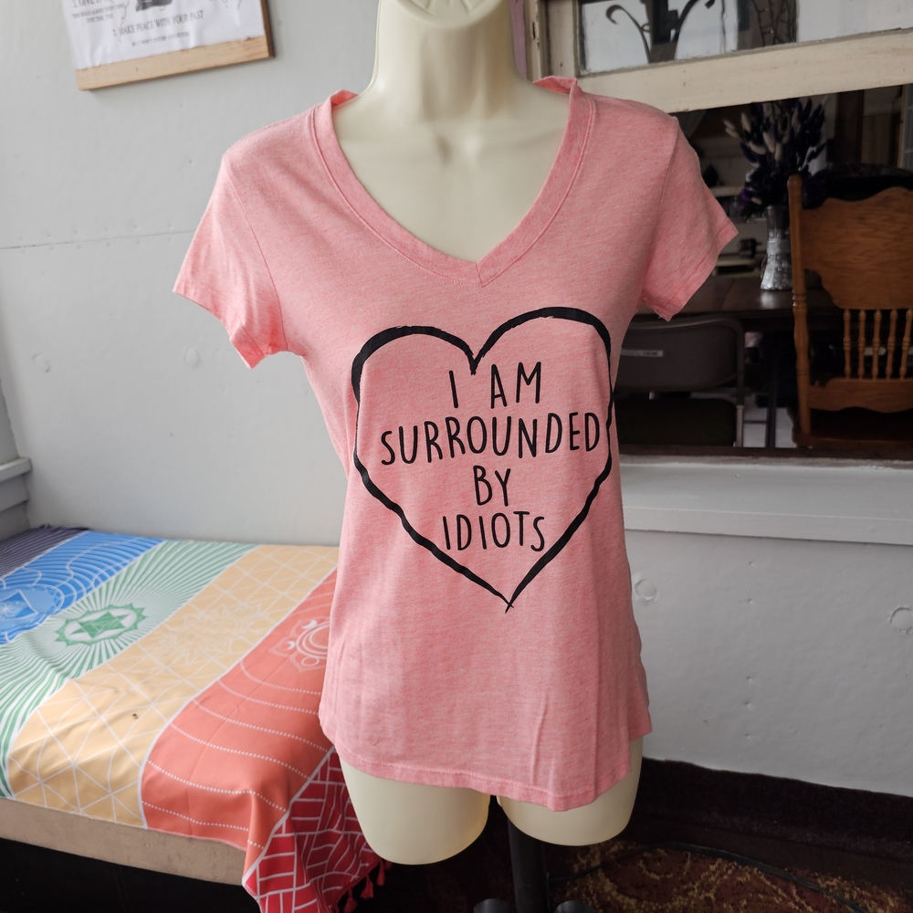 Pink Graphic V-Neck T-Shirt